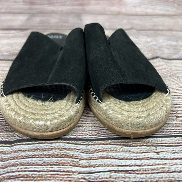 Eileen Fisher Milly Black Tumbled Nubuck Leather Espadrille Sandal Size 6.5 - Picture 4 of 12